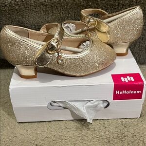 Glittery Gold Kids Dress Shoes